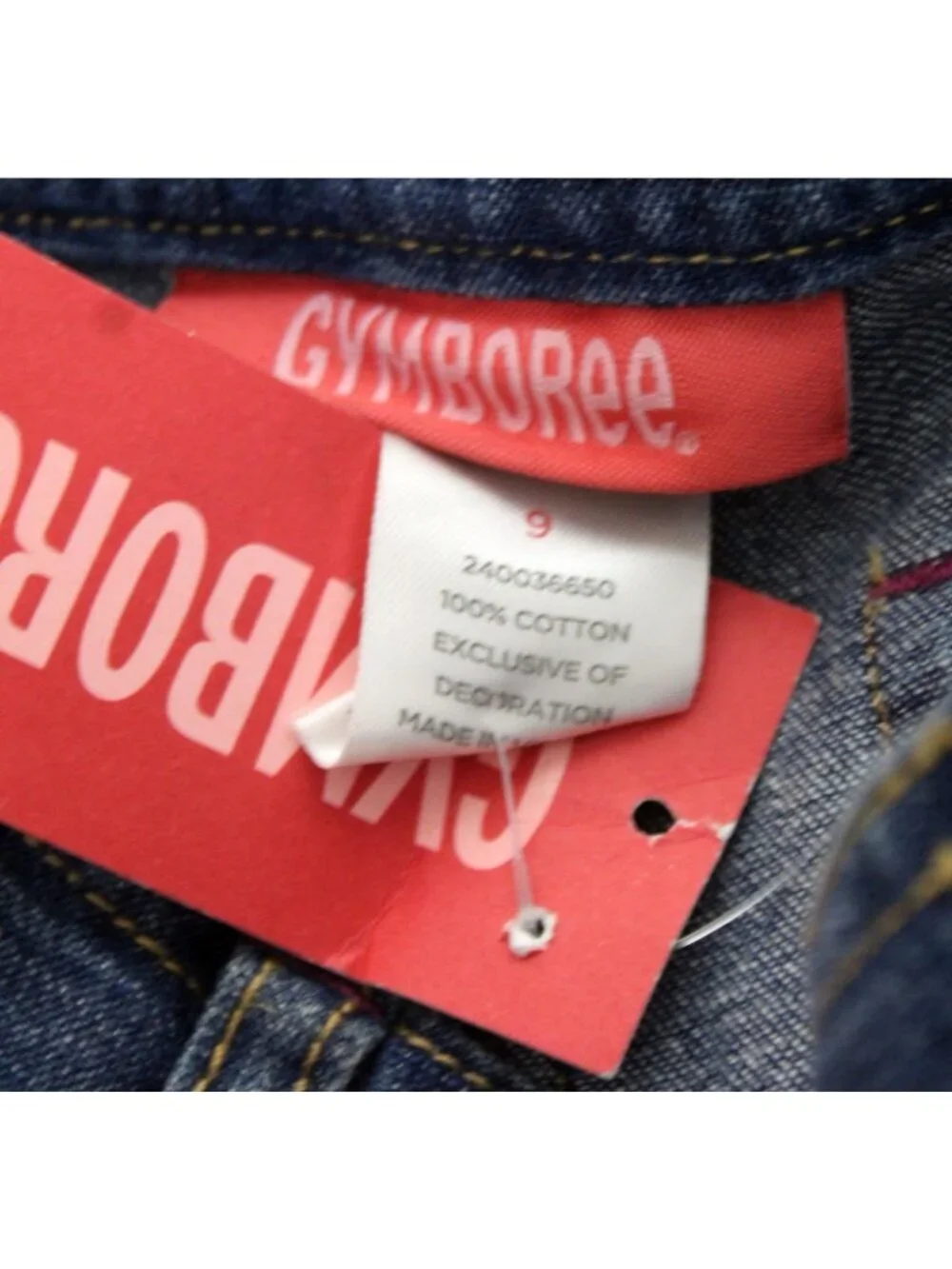 2005 Gymboree Romantic Garden Jeans sz 9 Blue Pink Rhinestones Embroirdered